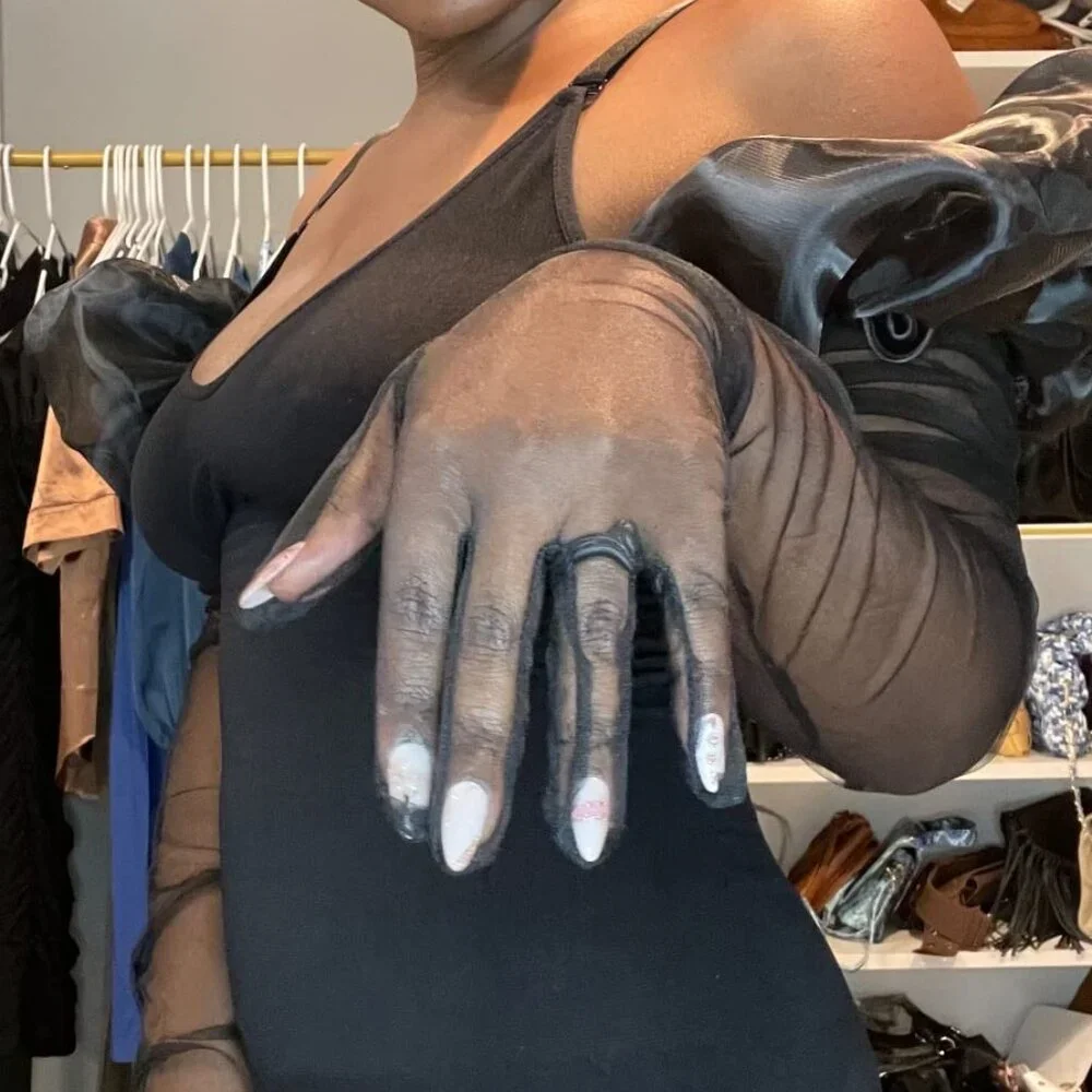 Oversize Tulle Mesh Gloves Oz